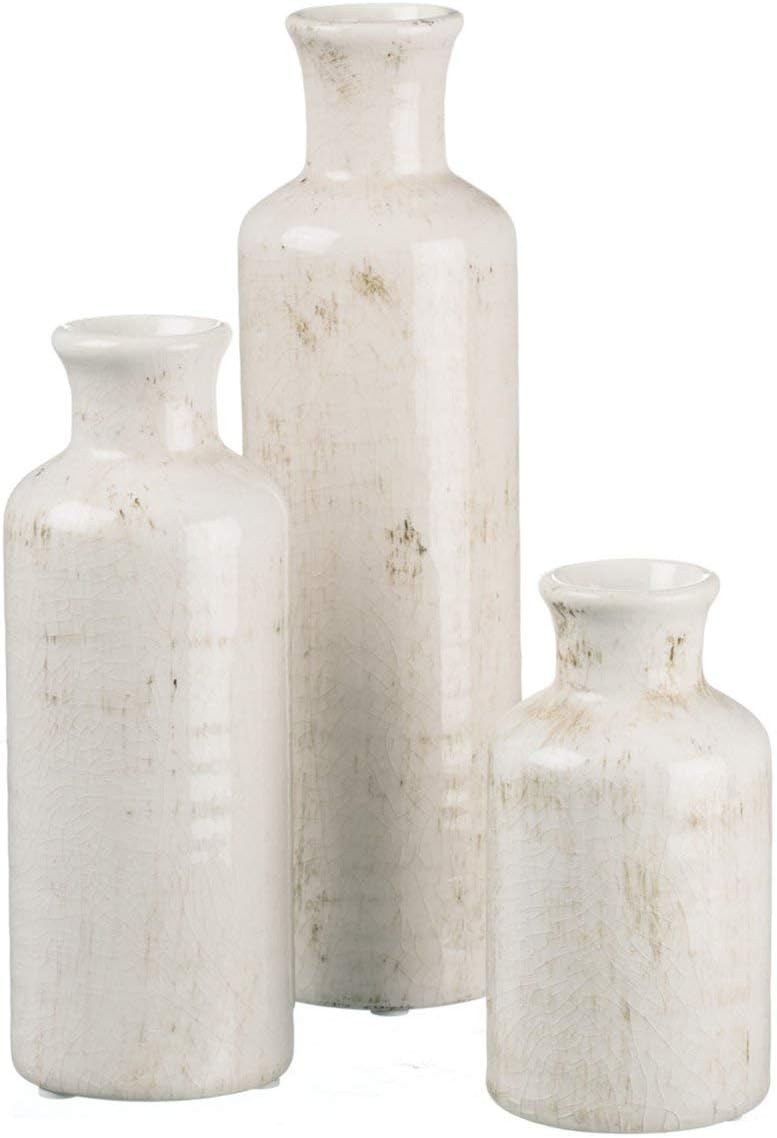 White Ceramic Vase Set, Farmhouse Decor, Home Decorative Vase, Vases For Your Kitchen, Bedroom, Office, Living Room, Bathroom, & Shelf Centerpiece Table Decorations