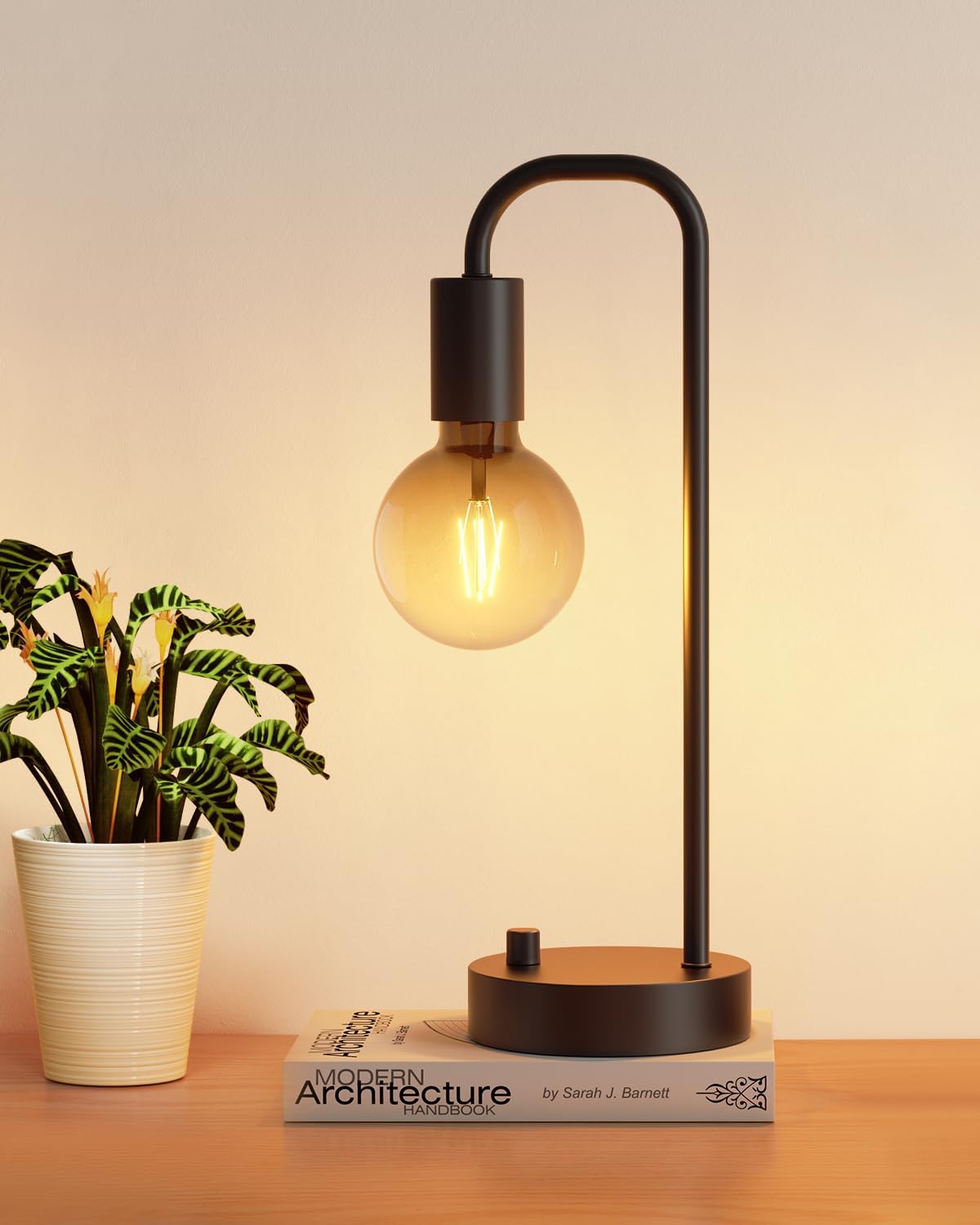 Fully Dimmable Industrial Style Table Lamp, Includes 2700K Warm Light Bulb