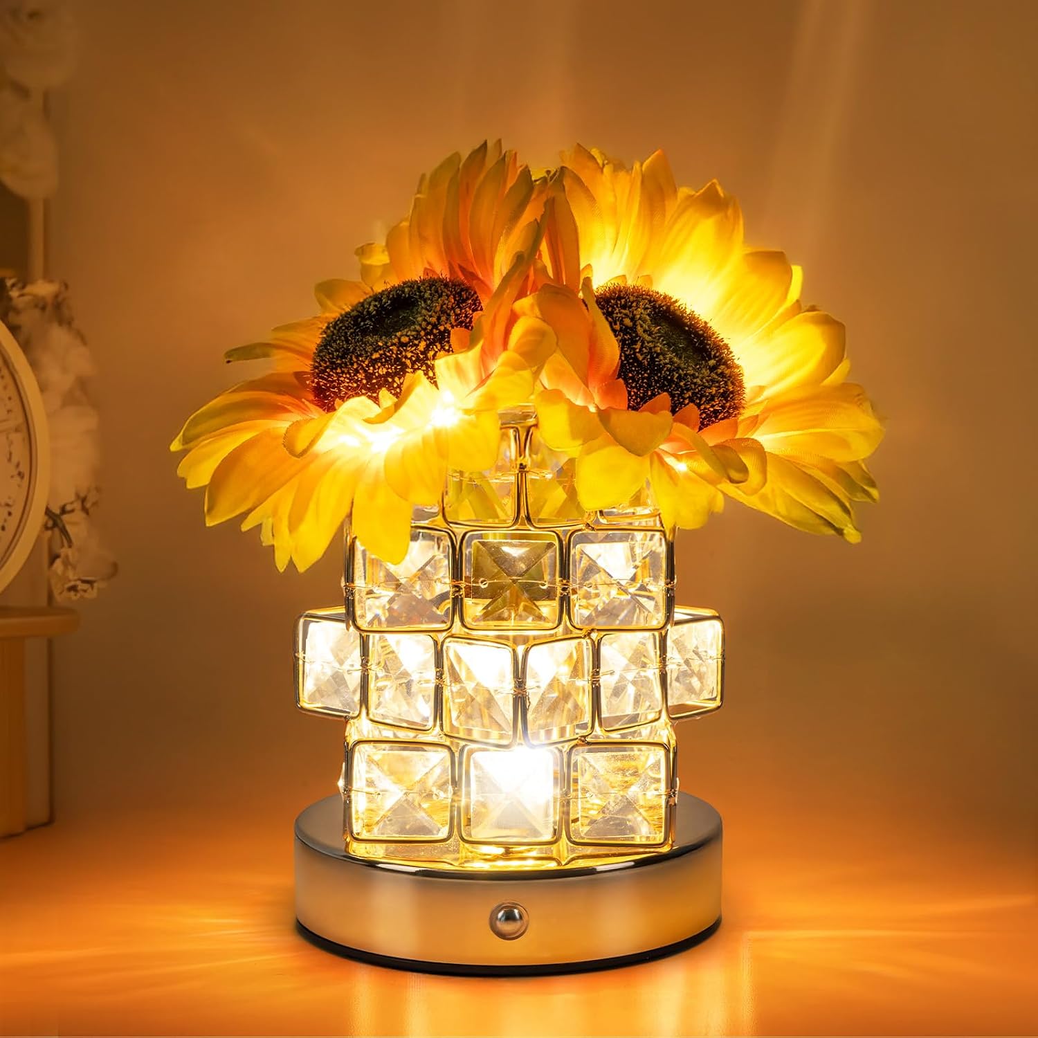 Rechargeable Touch Sunflower Table Lamp, Three-Color Dimming