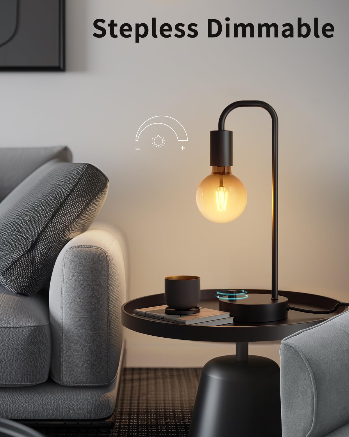 Fully Dimmable Industrial Style Table Lamp, Includes 2700K Warm Light Bulb - Image 2