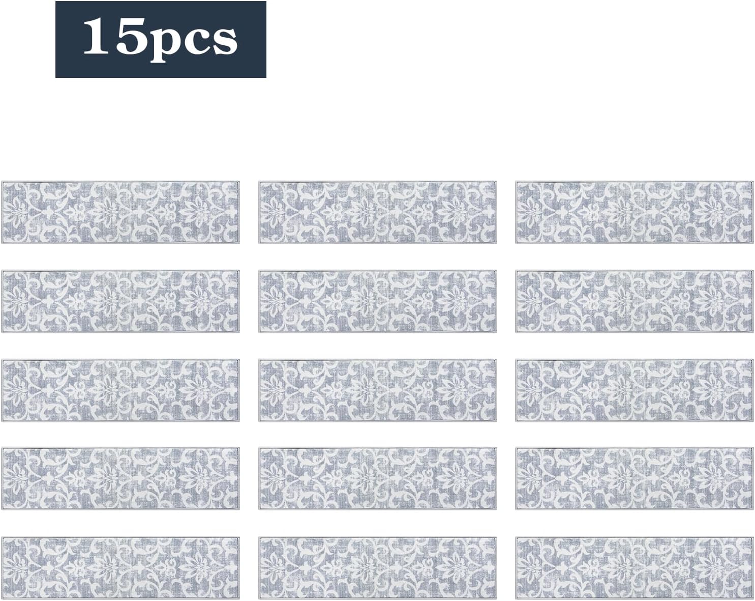 Carpet Stair Treads Non Slip Backing, 15 Pack 8" X 30" Stair Treads for Wooden Steps Indoor, Soft Washable Stairway Stair Runners Oriental Staircase Rugs for Kids Pets Elders(15pc, Grey) - Image 2