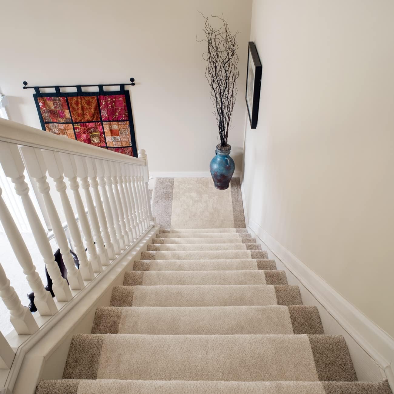Non-Slip Carpet Stair & Floor Protector - Beige, 30' L x 30" W - Durable, Washable Low-Pile Protector for Carpeted Stairs, Floors, High-Traffic Areas, and Entryways - Image 2