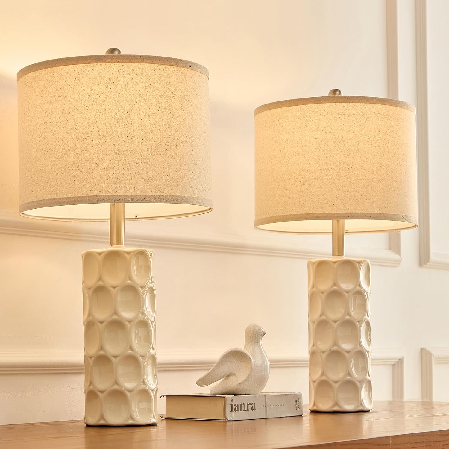 2-Pack 24-inch Modern Ceramic Table Lamp