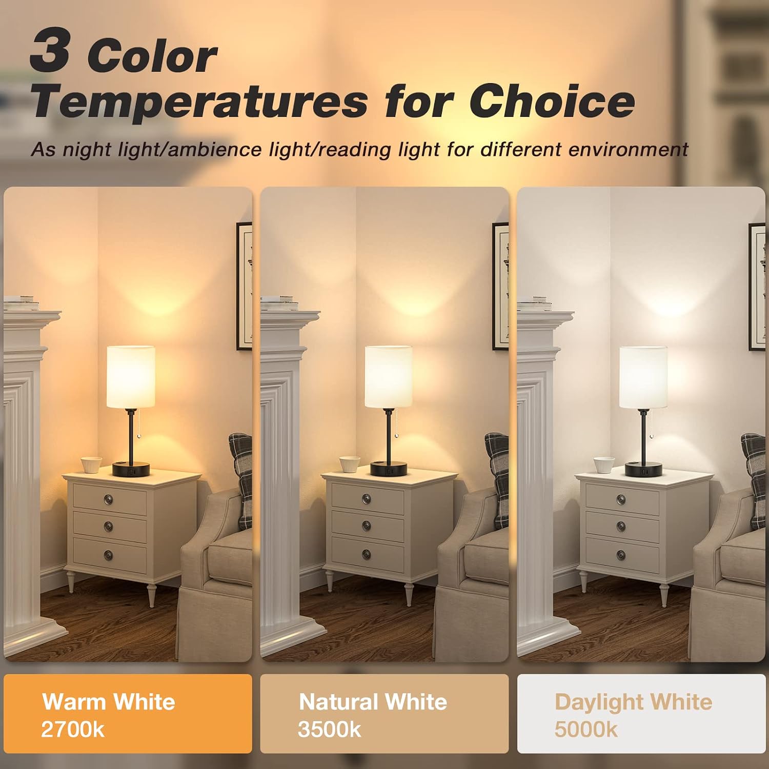 Small Bedside Table Lamp, Three Color Temperatures - Image 2
