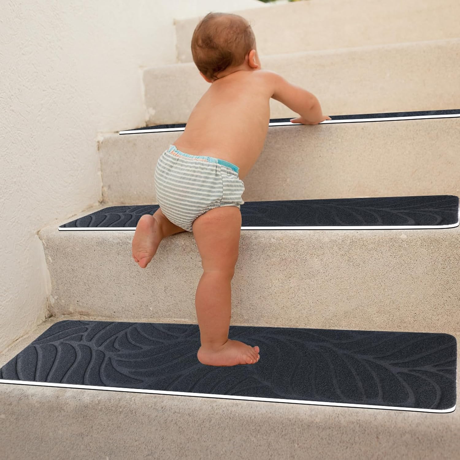 15 Pack Non Slip Stair Treads,8" X 30" Non Slip Carpet Stair Treads with Reusable Adhesive Rubber Backing,Staircase Step Treads Carpet Treads for Wooden Steps Indoor (Dark Gray) - Image 2