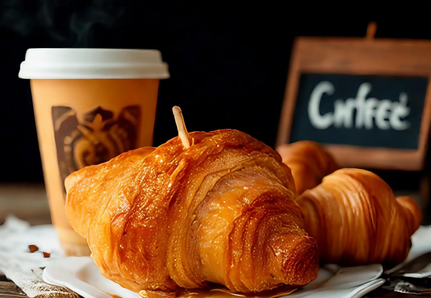 Croissant-Shaped Scented Candle - Milk Vanilla Bakery Candle for Home Decor, Wedding Props & Photo Styling, 80G Soy Wax Handmade Gift,Adorable Fake Food Decor - Image 2