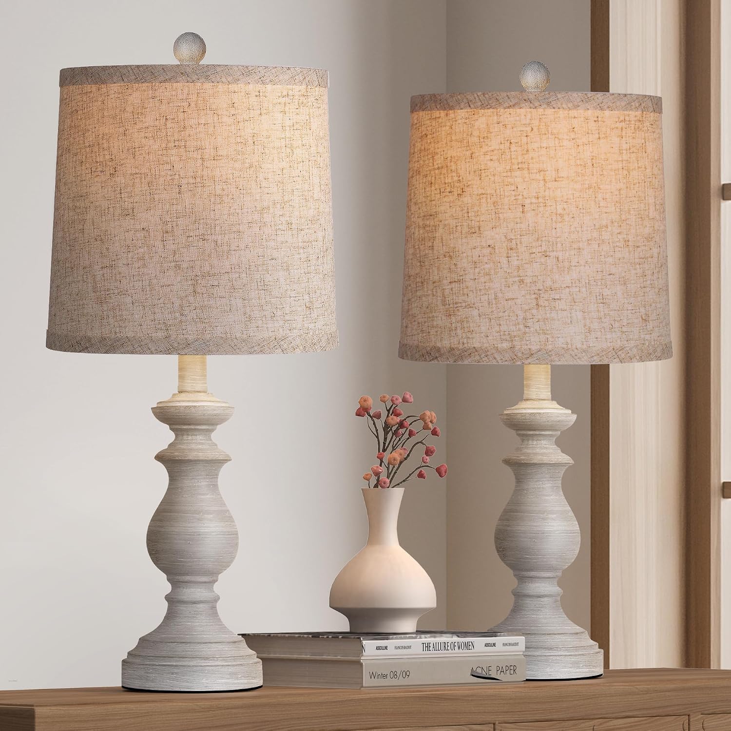 2-Pack 22-inch Traditional Country Farmhouse Style Table Lamp
