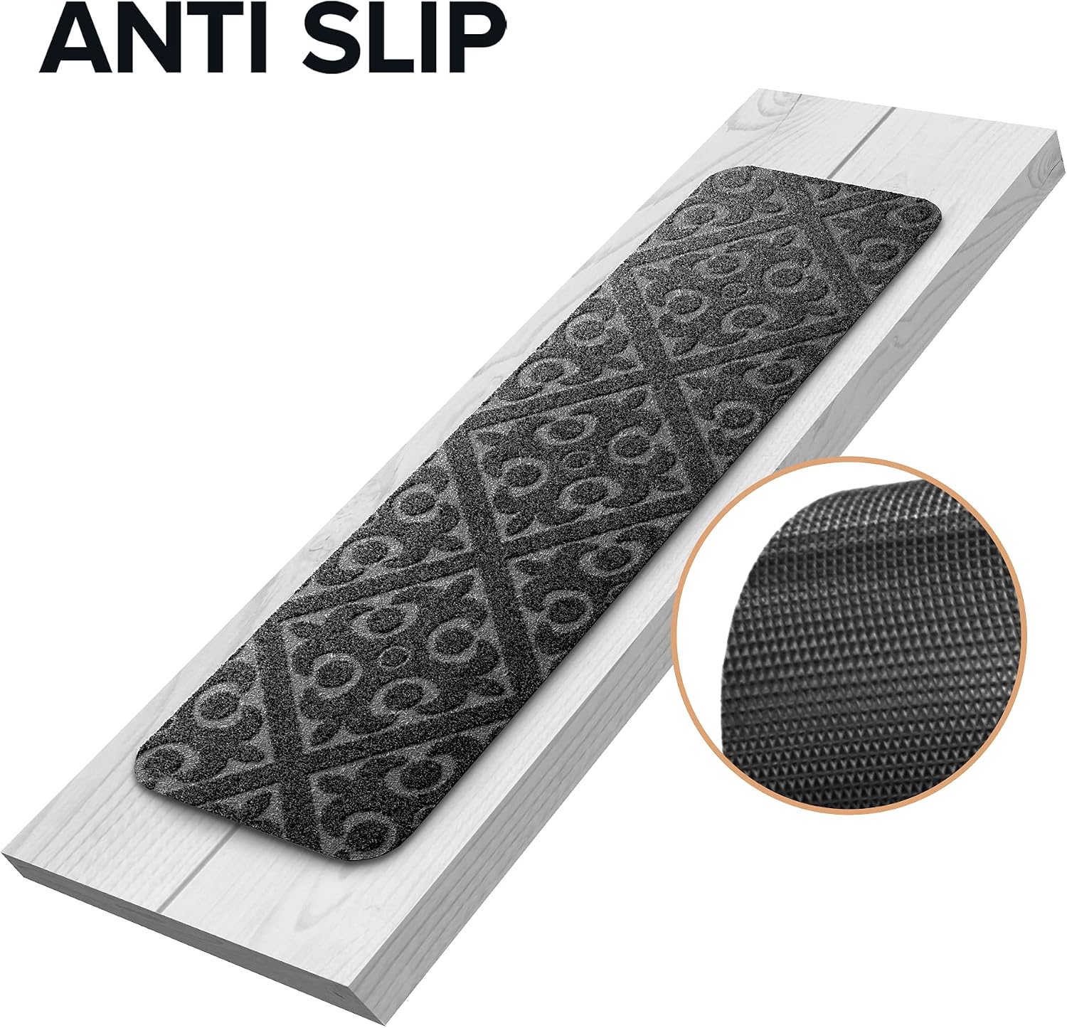 Carpet Stair Treads Set of 13 Non Slip/Skid Rubber Runner Mats or Rug Tread – Indoor Outdoor Pet Dog Stair Treads Pads – Non-Slip Stairway Carpet Rugs (Gray) 8" x 30" - Image 2