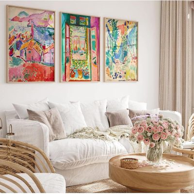 Wall Art Prints Aesthetic Canvas  Wall Decor Painting Colorful  Wall Art Poster  Abstract  Picture Artwork for Bedroom Living Room 16x24 Inch Unframed Set of 3